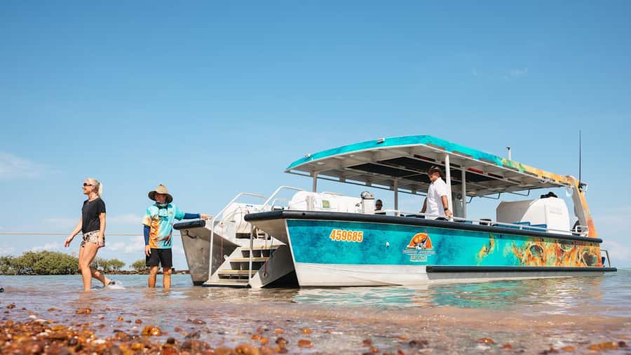 BROOME: SCENIC & PREHISTORIC CRUISE- Wine & Gourmet Platters - The transfer gives you an early look at Broome