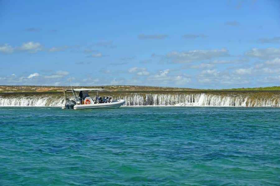 Cygnet Bay Unique Tidal Waterfall Reefs Scenic Cruise - Leaving Cygnet Bay Pearl Farm