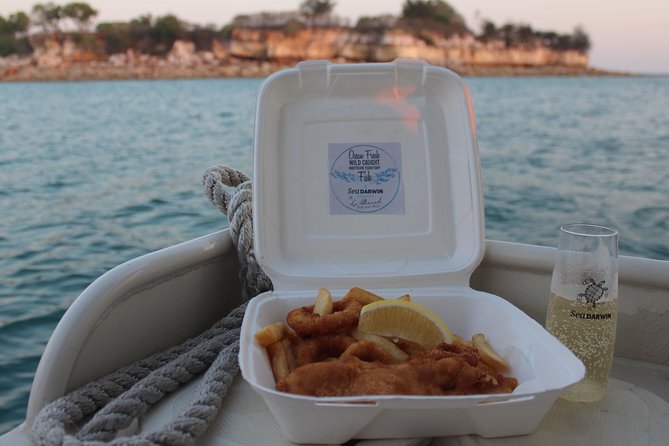 Darwin Sunset Cruise Including Fish 'n' Chips - Cullen Bay Beach and the fish and chips