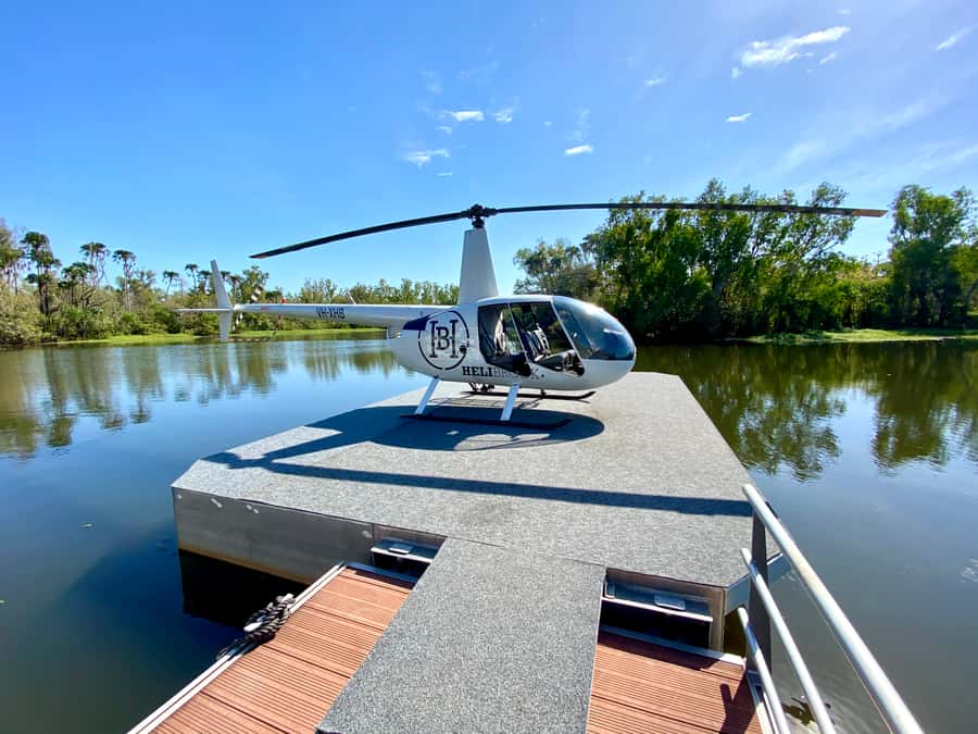 From Darwin: Top End Helicopter Ride & BBQ Cruise Day Trip - Racing through the Finniss River by airboat