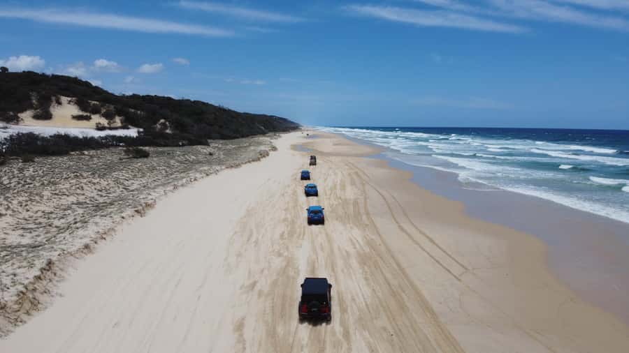 From Rainbow Beach: 2-Day K'gari (Fraser Island) 4WD Tour - Driving onto K’gari’s eastern beach