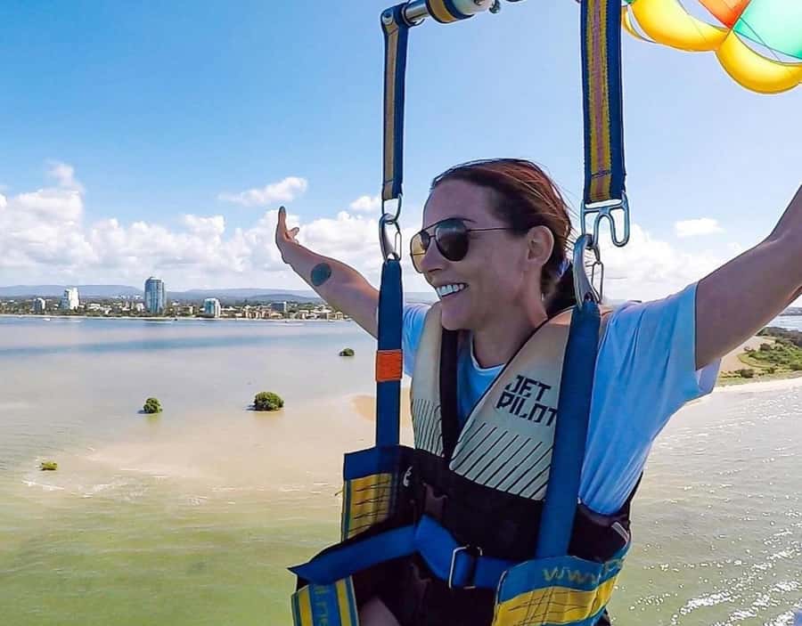Gold Coast: Surfers Parasailing with Free Photos - From Paradise Point Marina to open water