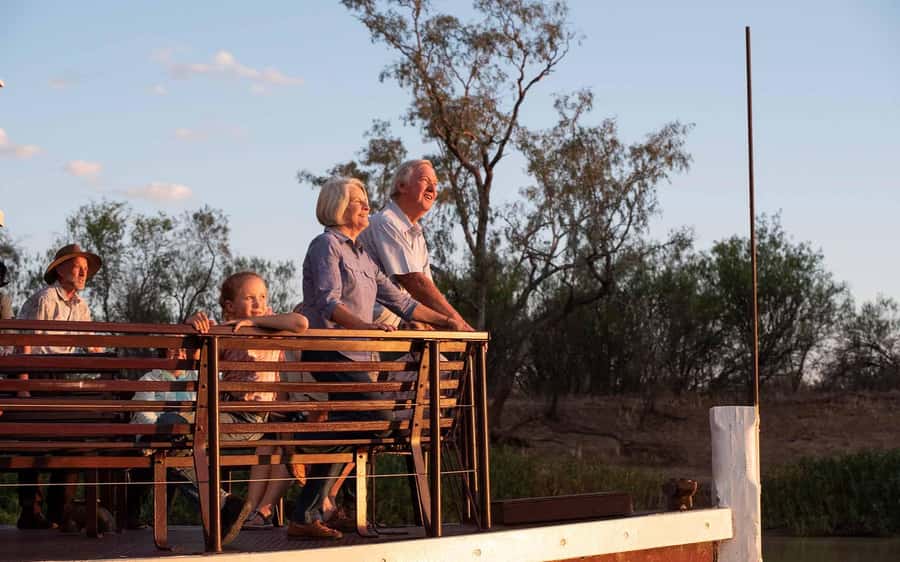 Longreach: Sunset Paddlewheeler Cruise, Show and Dinner - Sunset reflections on the Thomson River