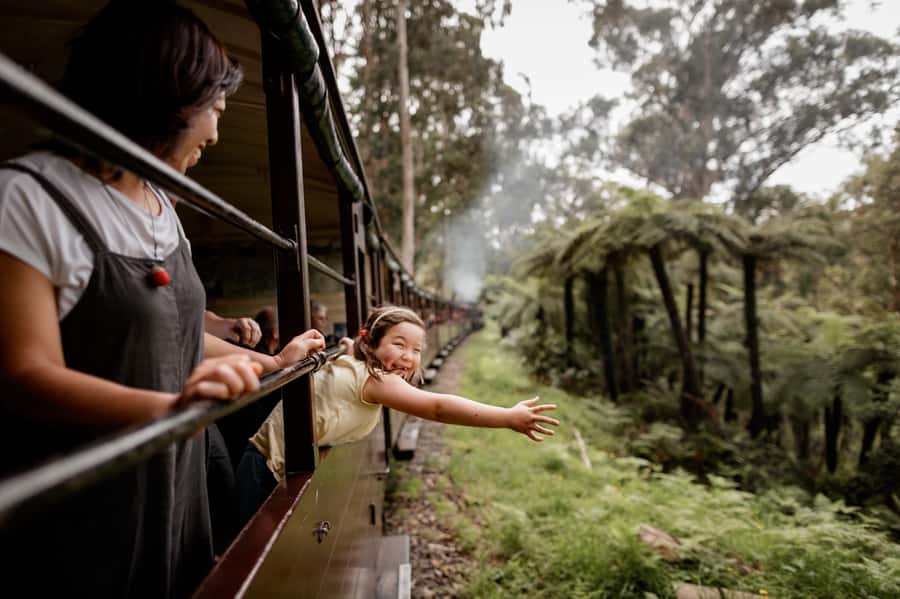 Puffing Billy Railway: Heritage Steam Train Journey - The Belgrave departure and platform atmosphere