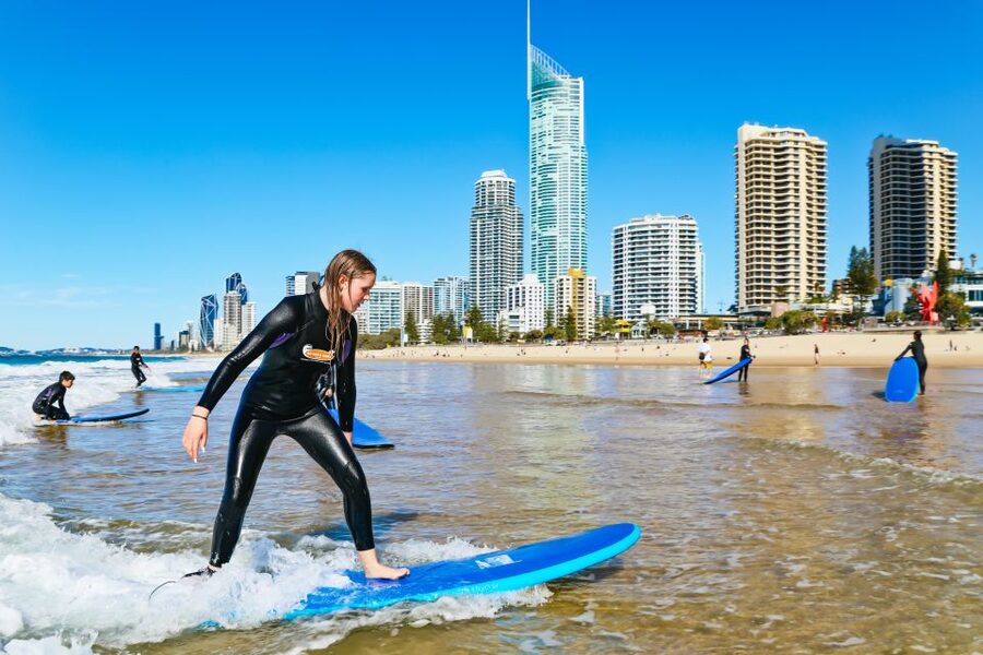 Surfers Paradise: 2 Hour Surf Experience on the Gold Coast - Learning the pop-up on the sand, then trying it for real