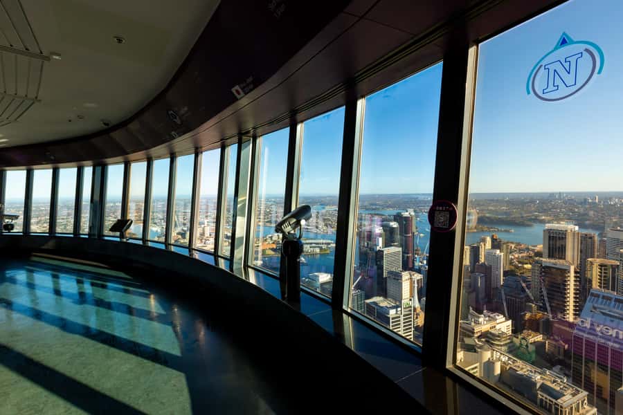 Sydney Tower Eye: Entry with Observation Deck - Touchscreens, binoculars, and the indoor setting